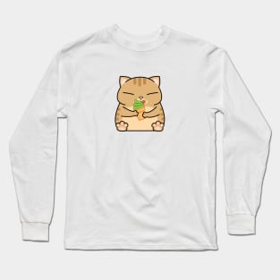 Chubby Cat Matcha Ice Cream Long Sleeve T-Shirt